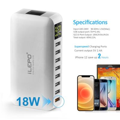 China UniversalÂ   60W multiple type ilepo i6 CE FCC Rohs PSE charging station multiple type usb c multifunctional fast wall phone mobile power bank for sale