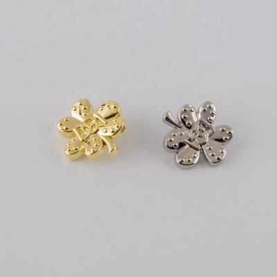 China Flower Shape Gold Color Washable Custom Metal Buttons For Clothing for sale