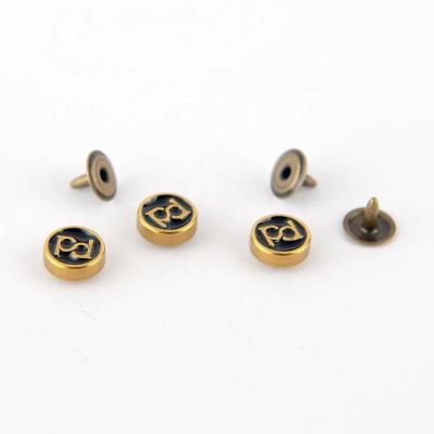 China Custom luxury brand gold color 10mm metal rivet nickel free button for jeans for sale