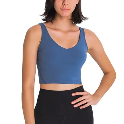 China Ultra Soft Breathable 9 Colors Women's V-Neckline Crop Tops Comfortable Compression Moisture Wicking Yoga Tops for sale