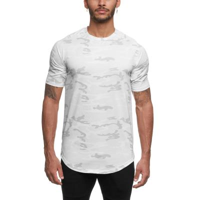 China Wholesale Custom Printed White Quick Dry Anti-wrinkle T-shirt Muscle Gym T-shirt Body Slim Fit T-shirt Plus Size for sale