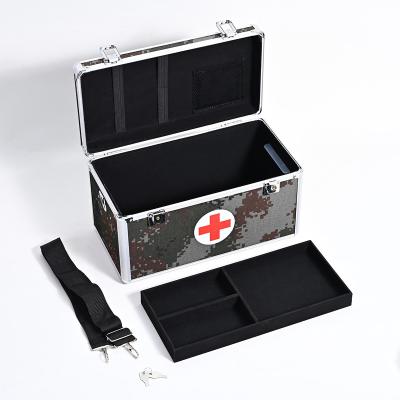 China 12-inch Two-layer Aluminum Alloy First Aid Medicine Case Box Family Cooler Portable Medical Emergency Equipment Customized Size for sale