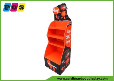 China Cardboard Free Standing Advertising Display Stands With Different Depths Shelves FL049 for sale