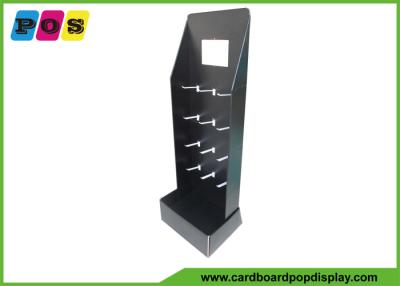 China Black Printing Cardboard Floor Promotion Sales Display Stand With Plastic Pegs HD064 for sale