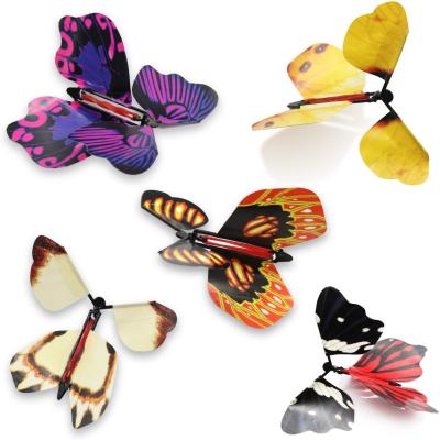 China ABS Big Magic Flying Butterfly Surprise Gift Powered Up Wind Butterfly Toy For Party Game for sale