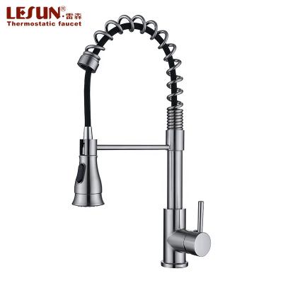 China New Sense LESUN Faucets Designed Spring Pull Out Kitchen Faucet Pull Down Spray Bar Sink Water Mixer Tap for sale