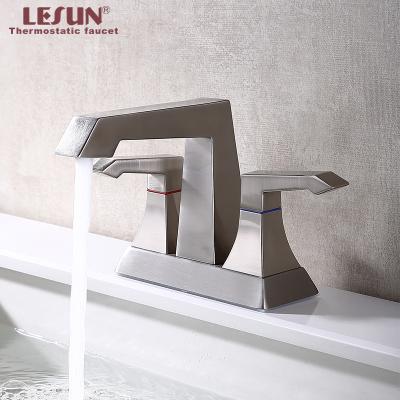 China Modern Metered American Style Nickel Brushed Bathroom Sink Faucet Washing 4