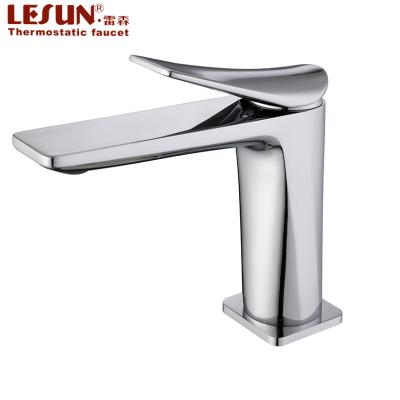 China LESUN Modern Bathroom Sanitary Ware Brushed Nickel Single Handle Sink Bathroom Chrome Chrome Brass Wash Hand Basin Faucet for sale