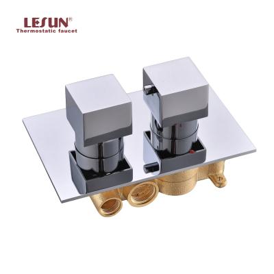 China Without Function Two Slide Bar LESUN Modern Design Brass Concealed Thermostatic Shower Valve For Bathroom for sale