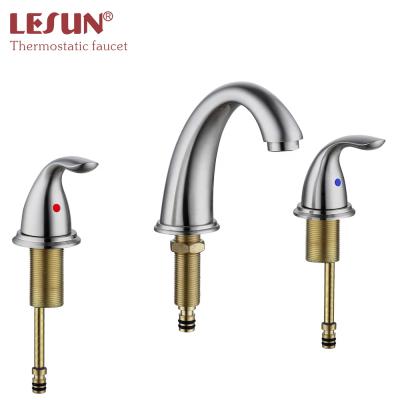 China Modern American Style Bathroom Two Handle Brushed Nickel Wash Face Basin Faucet Vessel Sink Waterfall Faucet for sale