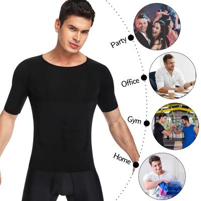 China QUICK DRY Body Shaper Men Slimming Weight Loss Shapewear Muscle Tank Tops Gynecomastia Knit Waist Trainer T-shirt Compression Shirts for sale