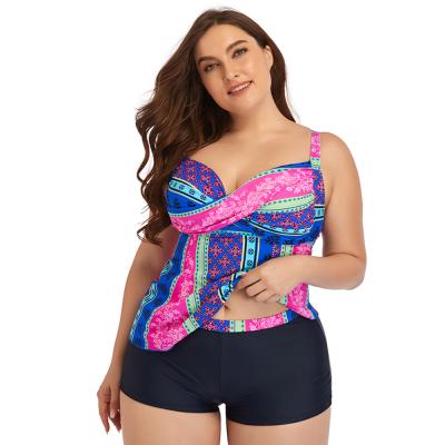 China Plus size new Amazon plus skirt female conservative style hot spring belly print swimsuit quadrangular split swimsuit factory for sale