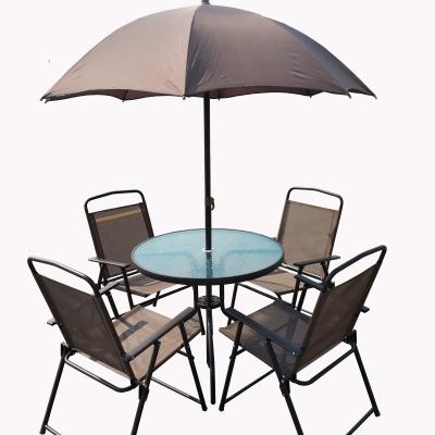 China Modern 6pcs Set Outdoor Metallic Garden Furniture With Umbrella for sale