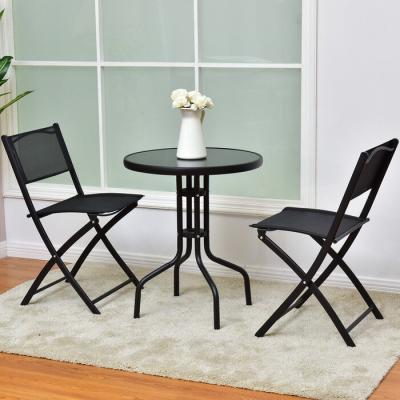 China Chairs Modern 3 Piece Modern Metal Table Foldable Outdoor Garden Furniture Set for sale