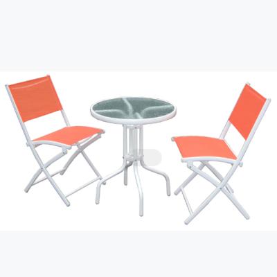 China 3 Piece Garden Bistros Modern Metal Patio Folding Furniture Set Garden Furniture Set for sale