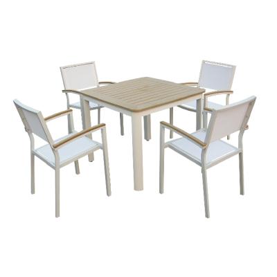 China Modern All Weather Outdoor Furniture Wood Patio Dining Table Sets for sale