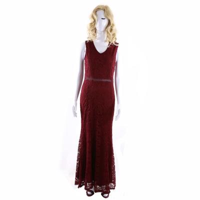 China Anti-static Elegant Red Women's Lace Dress Women's Vintage Fashion Lace Bridesmaid Bridesmaid Dresses Anti-Static Party/Adults Formal Dresses for sale