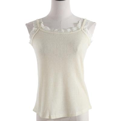 China Anti Wrinkle Anti-Wrinkle Knit Vest Ties Women's Clothing With Lace Lower Waist Vest Summer Sleeveless Top Shirt for sale