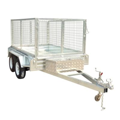 China Heavy Duty Galvanized Truck Trailer 8x5 Trailer With Cage for sale