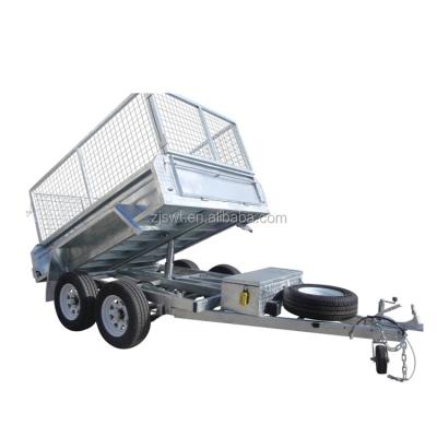 China Hydraulic Tipping Car Trailer 10x5 Trailer With Cage for sale