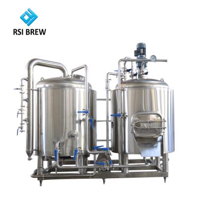 China Sophisticated Factory Technology Stainless Steel Electric Heating 2 Vessels Brewhouse for sale