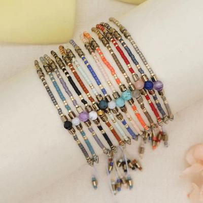 China BOHEMIA Euramerican Popular Handmade Miyuki Jasper Beads Braided Natural Stone Bracelet Women for sale