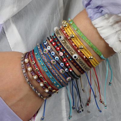 China New BOHEMIA Beads Luxury Bead Woven Thin Bracelets For Women Bohemia Polymer Statement Bracelet for sale