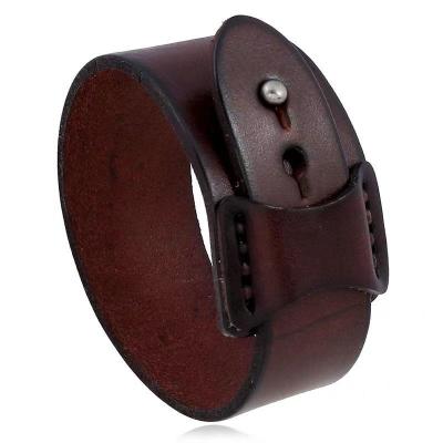 China Sporty Simple Wide Men's Punk Handmade Leather Bracelet Accessories Hip Hop Hip Jewelry Jewelry for sale