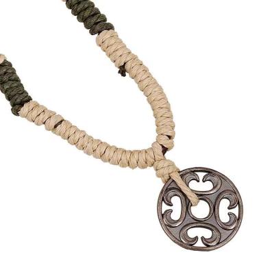 China Poseidon Punk Handmade Alloy Men Gift Adjustable Braided Hemp Rope Pendent Necklace for sale