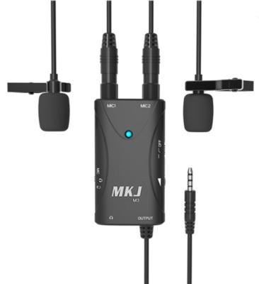 China Lavalier Microphone MKJ Heads Condenser Lapel Microphone Dual Mini Omnidirectional MIC For Camera Phone for sale