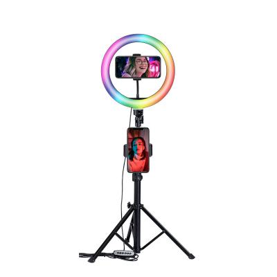 China PORTABLE RGB Led Studio Professional 10 Inch Video Light Selfie Ring Lights With Tripod Stand for sale