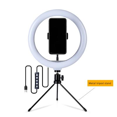 China 10 inch PORTABLE Dimmable 5600k usb led visual light with metal tripod stand for Youtube Live Streaming Video Studio for sale