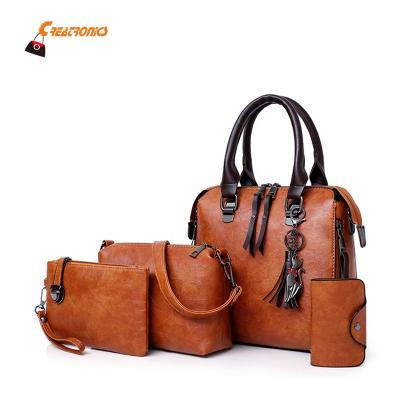 China Fashion Fashion Leather Leather Wax And Match Handbag Set 4 In 1 Handbag Set Wholesale for sale