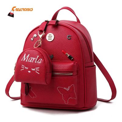 China Waterproof Butterfly and Dragonfly Decoration Embroidered Ladies Backpack Girls Handbag Backpack Custom Made Girl for sale