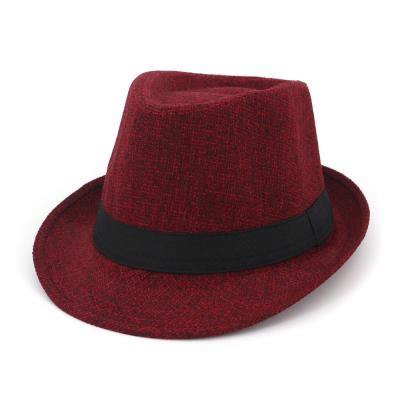 China Wholesale Vintage Bulk Vintage Polyester Women Fedora Hat With Ribbon, Elegant Burgundy Fedora Hats Women for sale