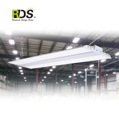 China Smart Industrial Warehouse Garage 100W 480 Volt 2X4 5000K Suspending Dimmable Industrial Ceiling Mounted Linear Led High Bay Light Fixture for sale