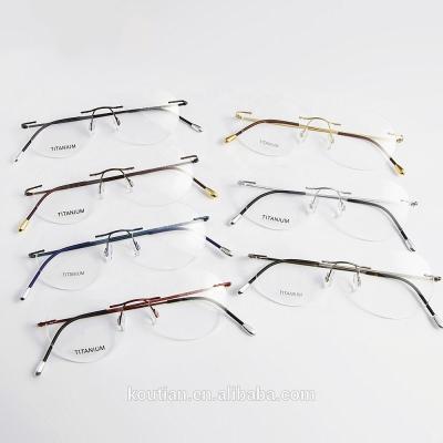 China Hot Selling Rimless Eyewear Low MOQ Glass Optical Frames Titanium Round Glasses Spectacle Frame Fashion Sunglasses Products for sale