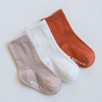 China Wholesale High Quality Antibacterial Cotton Knitted Double Plain Colors Newborn Baby Ribbed Sock for sale