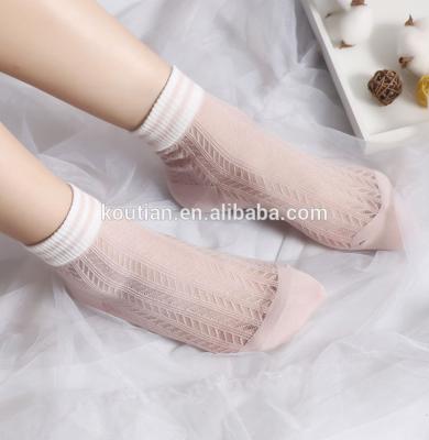 China Summer Fashion Women Crystal Sheer Mesh Silk Transparent Ladies Viable Hot Selling Breathable Socks 19SSKT1409 for sale