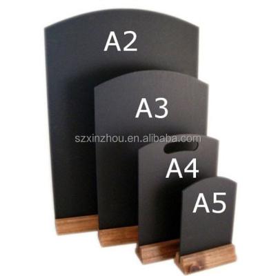 China Eco-friendly Dessert Menu Board Vintage Black Chalk Note Wood Table Top Table Menu Holder Eco-friendly Office Or Home Decoration NF-CB01 for sale