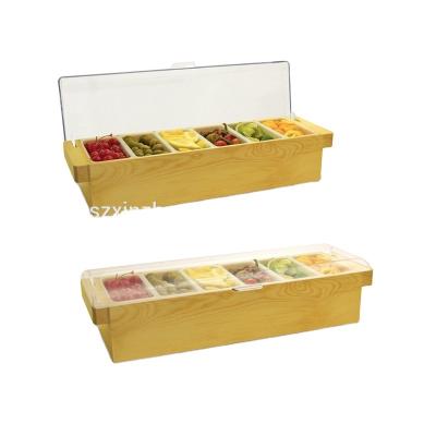 China Viable Custom Fruit Tray Condiment Holder Caddy from Logo Wooden Bar Condiment Tray for sale