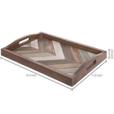 China Solid Wood Chevron Serving Tray for sale