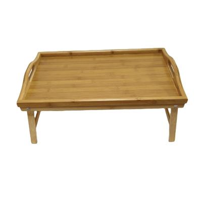 China Foldable Bamboo Rectangle Breakfast Serving Tray Table Laptop Bed Tray for sale