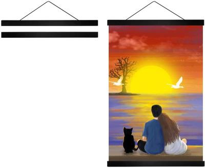 China Rectangle 12 Inch Wide Magnetic Frame Hanger Wood Poster Frame For Posters Prints Photos Pictures Cards Wall Hanging Wooden Frame for sale