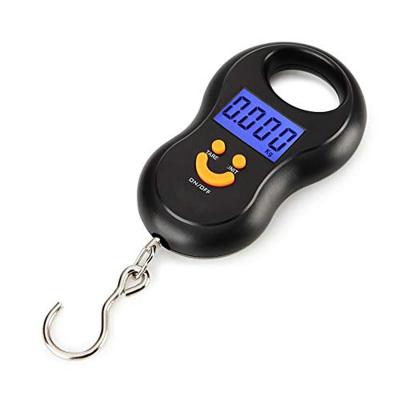 China With Tray Black Electronic 50Kg 10g Scale LCD Digital Hanging Scale Backlight Fishing Weighs Pocket Luggage Scales for sale