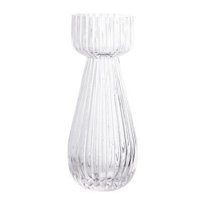 China Minimalist 4Pcs/Set Small Vase Different Geometric Stripe Shape, Bud Vases, Cute Mini Flower Vases Glass Narrow Neck For Home, Centerpiece for sale