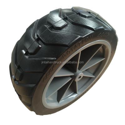 China Flat Free Outdoor Folding Rubber Cart Wheels 8 Inch PU Foam Wheels For Beach Cart for sale