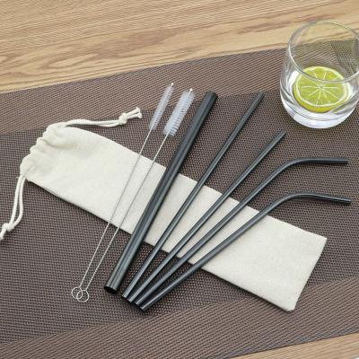 China HOT Selling Viable Black 304 Stainless Steel Straw With Cleaning Brush Drinkable for sale