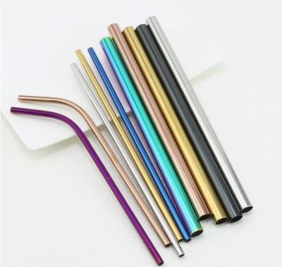 China Stocked 304 Stainless Steel Colors Reusable Drinking Straw With Brush for sale