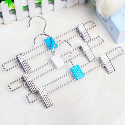 China Anti-Slip 2 Clips Stainless Steel Pants Rack Skirt Hanger With Clips Indoor Use Clothespins for sale